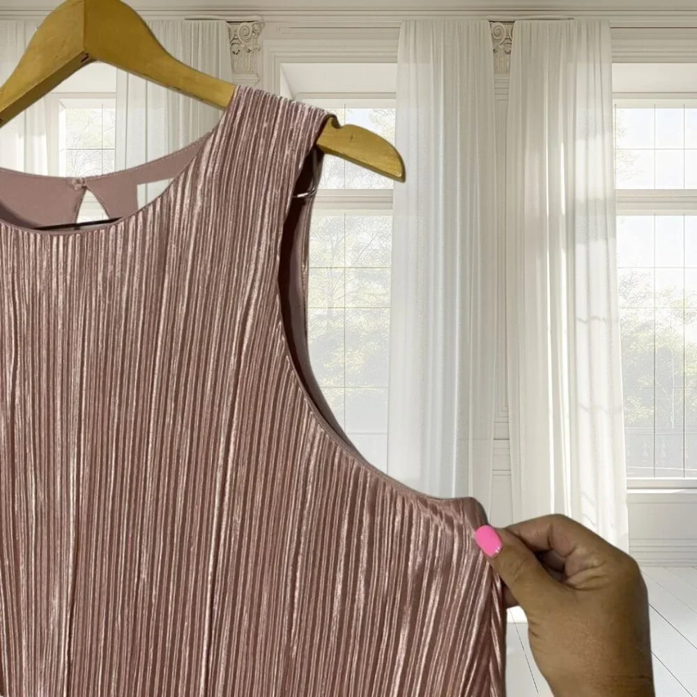 NWT A New Day Blush Pink Pleated Swing Top Sleeveless Keyhole Back Large - Picture 8 of 15